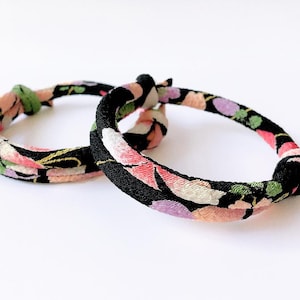 Kimono Bracelet, Japanese Chirimen Cord Bracelet, Sliding Knots