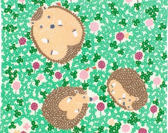 Japanese Organic Furoshiki Wrap, Hedgehog Green, 50x50cm