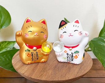 Japanese Lucky Cat Statue, Maneki Neko, Beckoning Waving Cat For Happiness, Good Luck Gift, Feng Shui Decor, Office Decor, Small Kawaii Gift