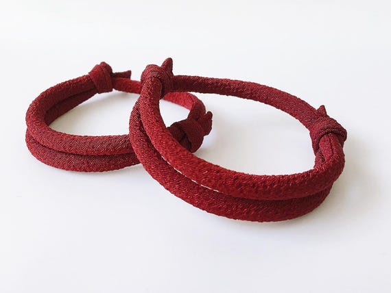 Chirimen Cord Bracelet, Japanese Kimono Style Bracelet, Sliding Knot