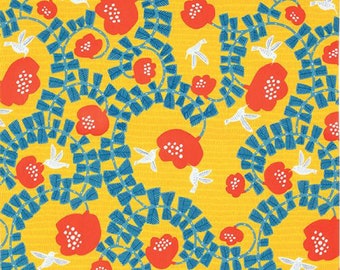 Japanese Hummingbird Furoshiki Wrap, Yellow Cotton 70x70cm