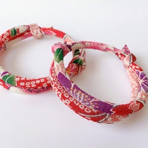 Kimono Bracelet, Japanese Chirimen Cord Bracelet, Sliding Knots