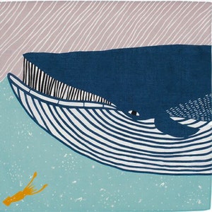 Furoshiki 50x50cm, Cotton kata kata musubi Whale Blue, Japanese Furoshiki, Gift Wrapping Cloth, Japan Gifts, Eco Friendly Gift Wrap
