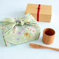 Japanese Organic Furoshiki Wrap, Cherry Blossom Green 50x50cm
