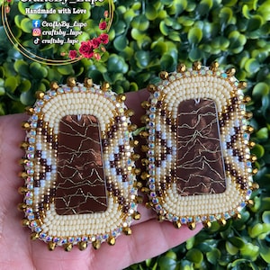 Handmade Beaded Earrings with fingernail post at back.