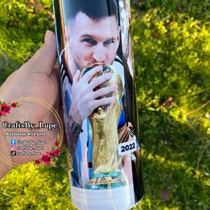 Messi Inspired 20oz Tumbler, Messi 20oz Tumbler. Soccer Tumbler, World Cup tumbler.