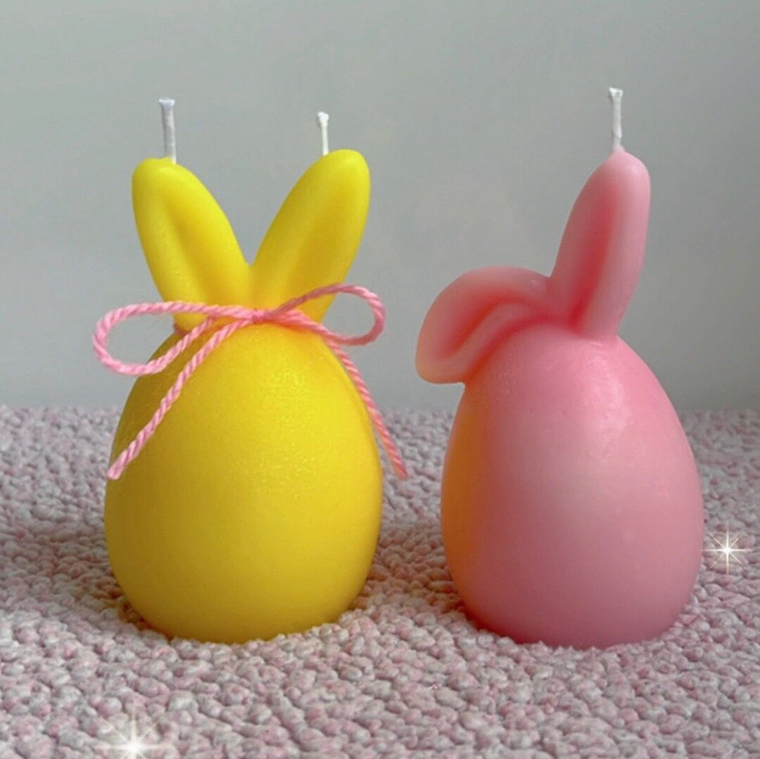 Easter Bunny Egg Candles Set of 2 – Decorative Spring Gift, Bunny Egg Candle Set, Easter Home Decor