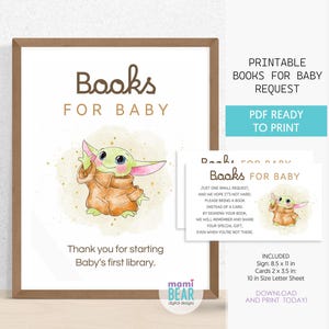 Livros Little Jedi Grogu para bebês, placas e cartões. Decoração para futura mamãe para imprimir. Bump Gravidez Maternidade Nascimento Chá de Bebê Celebração