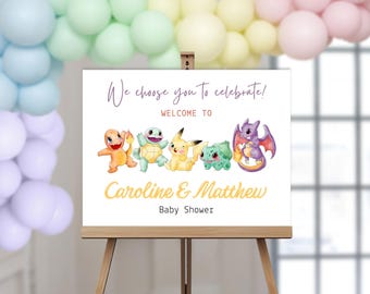 Pokemon Baby Shower Welcome Sign. Pikachu Mom to Be Editable Printable Template Decoration .Bump Pregnancy Maternity Birth Gamer Celebration