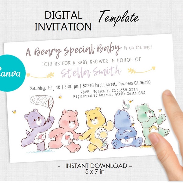 Cute Bears Baby Shower Invitation - Editable Invitation Baby Shower Printable Invite - Cute Bears Baby Shower Template Invitation - Cute Bears