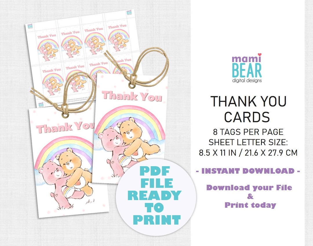 Cute Bears Thank You Cards Bears Thank You Cards Bears Birthday Printables Cute Bears Party ...