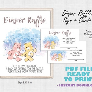 Cute Bears Diaper Raffle sign + cards - Cute Bears Baby Shower Printables - Cute Bears Baby Cards - Cute Bear Baby Shower - Cute Bears