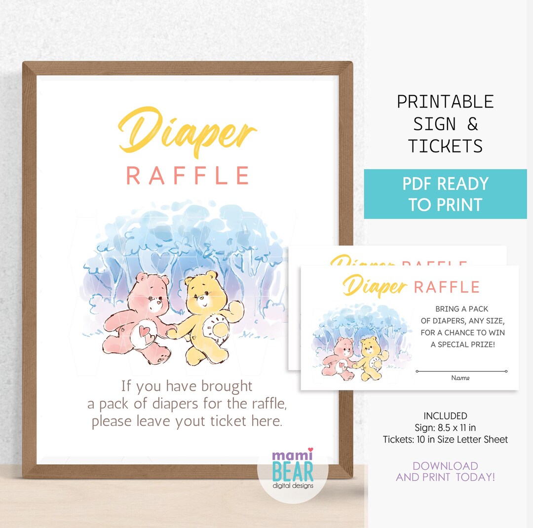 Cute Bears Diaper Raffle Sign & Tickets . Printable Mom to Be ...