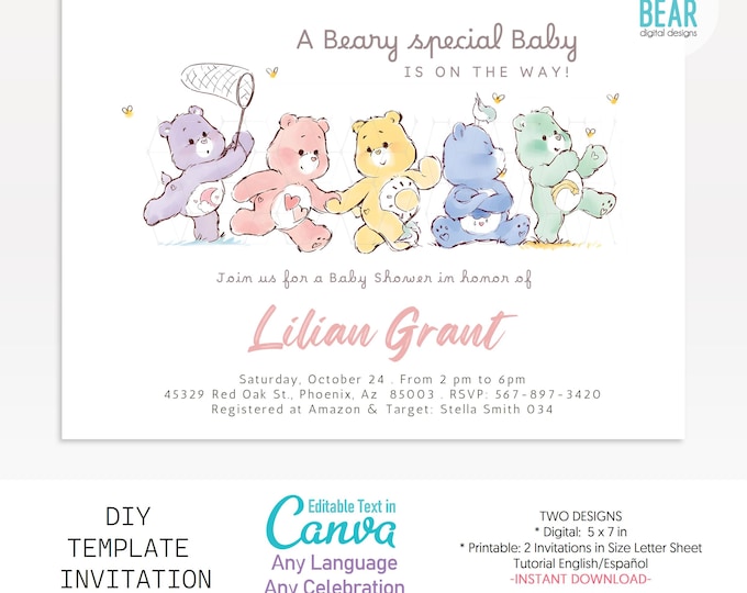 Care Bears Baby Shower Invitation - Etsy