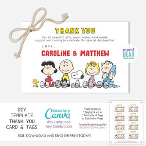 Puppy Thank You Card & Tags. Doggie Editable Printable Template Favors Souvenirs. Baby Shower Appreciation Guests. Birth Celebration