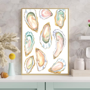 Elegant Oyster Wall Art |  Wall Art, Digital Download, Digital Art Print, AI Art, Home Decor, Printable, DIY Project