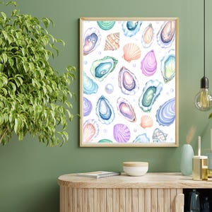 Oyster and Sea Shells Wall Art | Wall Art, Digital Download, Digital Art Print, AI Art, Home Decor, Printable, DIY Project