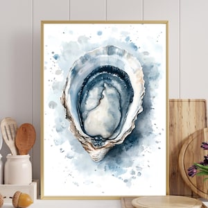 Coastal Oyster Shell Wall Art | Wall Art, Digital Download, Digital Art Print, AI Art, Home Decor, Printable, DIY Project