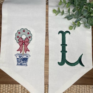 Chinoiserie Christmas Topiary Wreath Sash