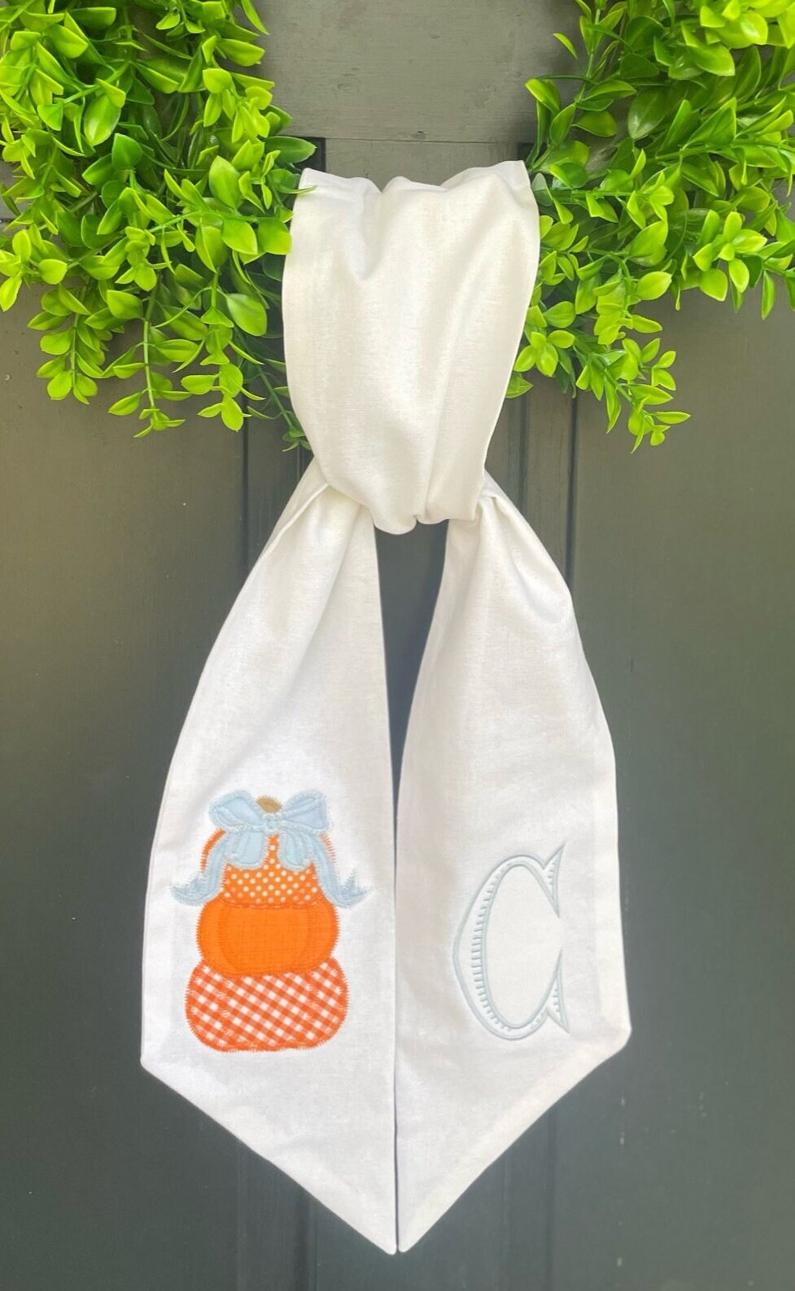 Stacked Pumpkin Trio Wreath Sash