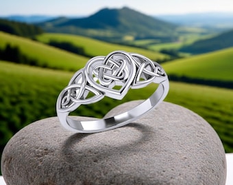 Sterling Silver Celtic Heart Ring, Size 6
