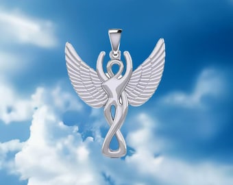 Winged Goddess Sterling Silver Pendant