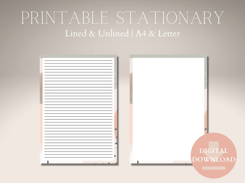Printable Abstract Boho Letter Writing Paper Digital - Etsy