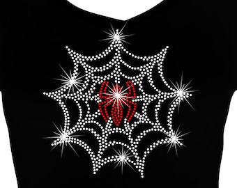 Halloween Spider Web 3 Rhinestone Mega Bling  Shirt