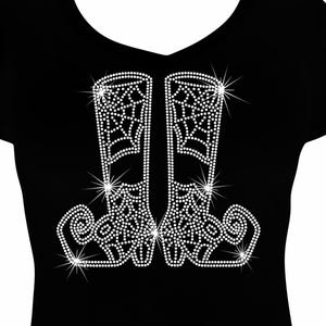 Halloween Witches Boots Rhinestone Mega Bling  Shirt