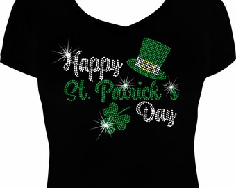 St Patricks Day  Rhinestone Mega Bling  Shirt