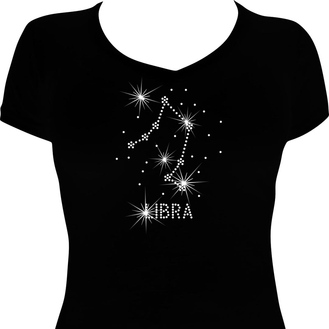 Libra Rhinestone Zodiac Libra Constellations Birthday Rhinestone Mega Bling Shirt - Etsy