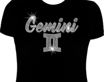 Zodiac Gemini Birthday Rhinestone Mega Bling Shirt