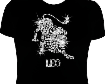 Zodiac Leo Birthday Rhinestone Mega Bling Shirt