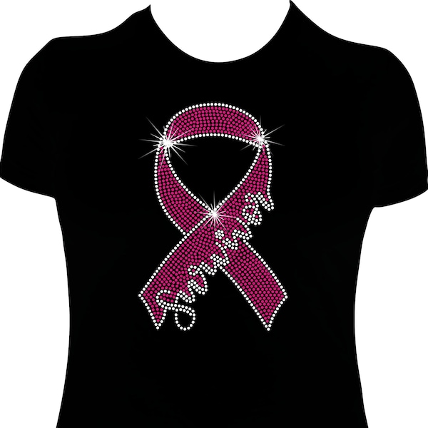 Cancer  Survivor Ribbon Rhinestone Mega Bling Shirt