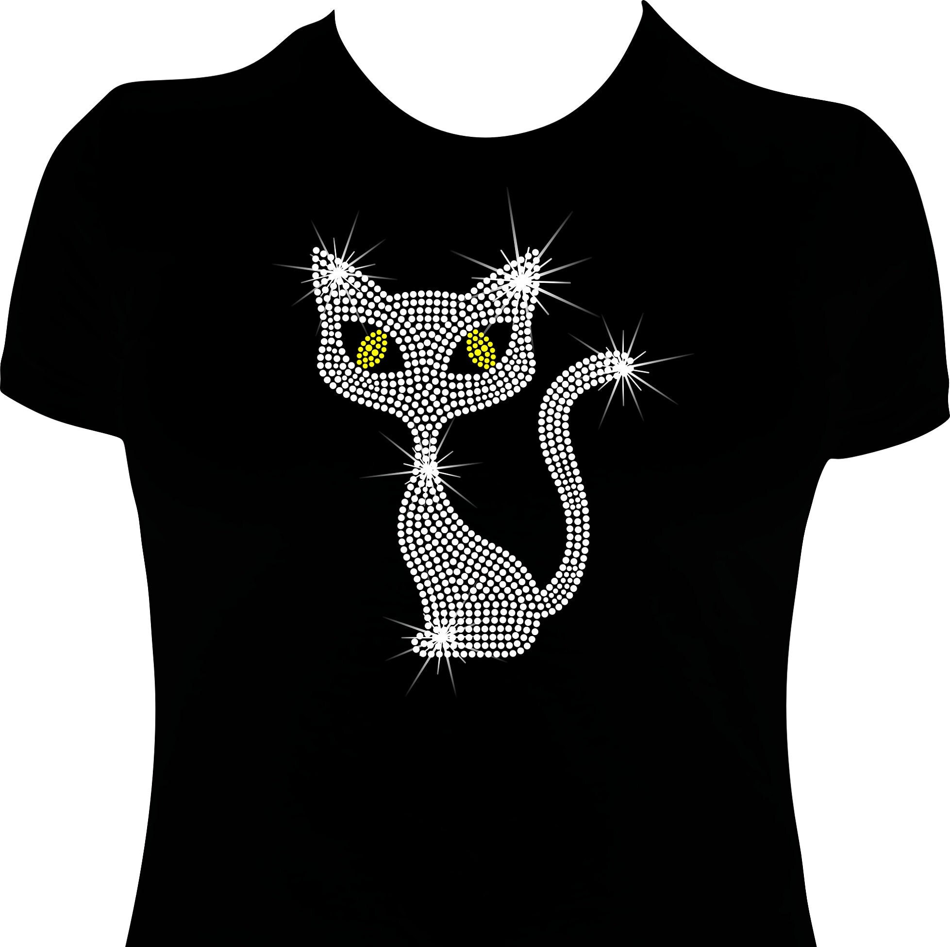 Cat Rhinestone Tee - Etsy