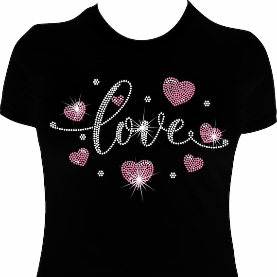 Love Heart Rhinestone Mega Bling Shirt - Etsy