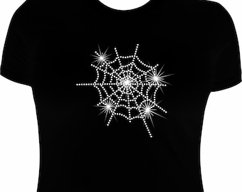 Halloween Spider Web Rhinestone Mega Bling  Shirt