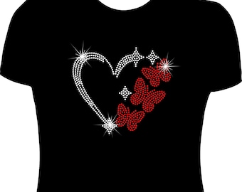 Butterfly Heart Rhinestone Mega Bling Shirt