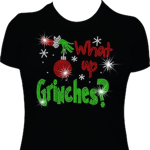 Christmas What Up Rhinestone Mega Bling Shirt