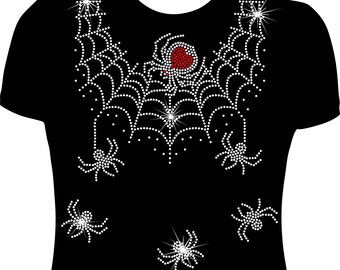 Spider Web Collar Rhinestone Mega Bling  Shirt