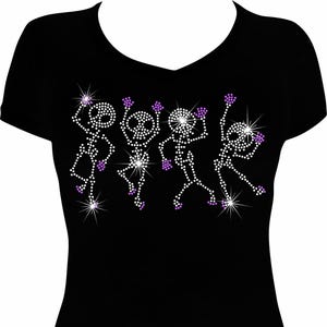 Dancing Skeletons 2 Rhinestone Mega Bling  Shirt