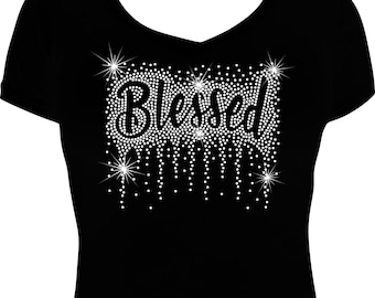 Blessed Rhinestone Mega Bling Shirt