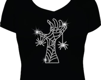 Halloween Spider Web Hand Rhinestone Mega Bling  Shirt