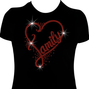 Family Heart Rhinestone Mega Bling Shirt