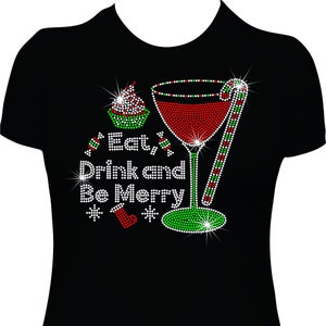 Christmas Be Merry Rhinestone Mega Bling  Shirt