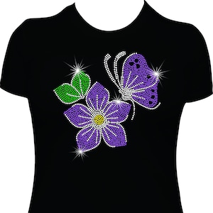 Butterfly Flower Rhinestone Mega Bling Shirt