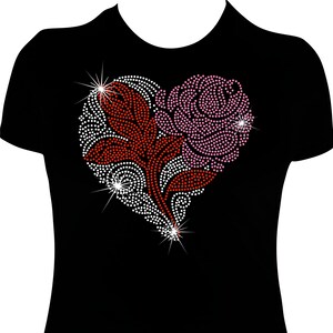 Rhinestone Heart Rose Bling Long Sleeve Ladies Shirt - Etsy
