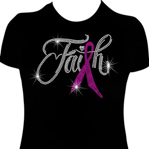 Faith Ribbon Rhinestone Mega Bling Shirt