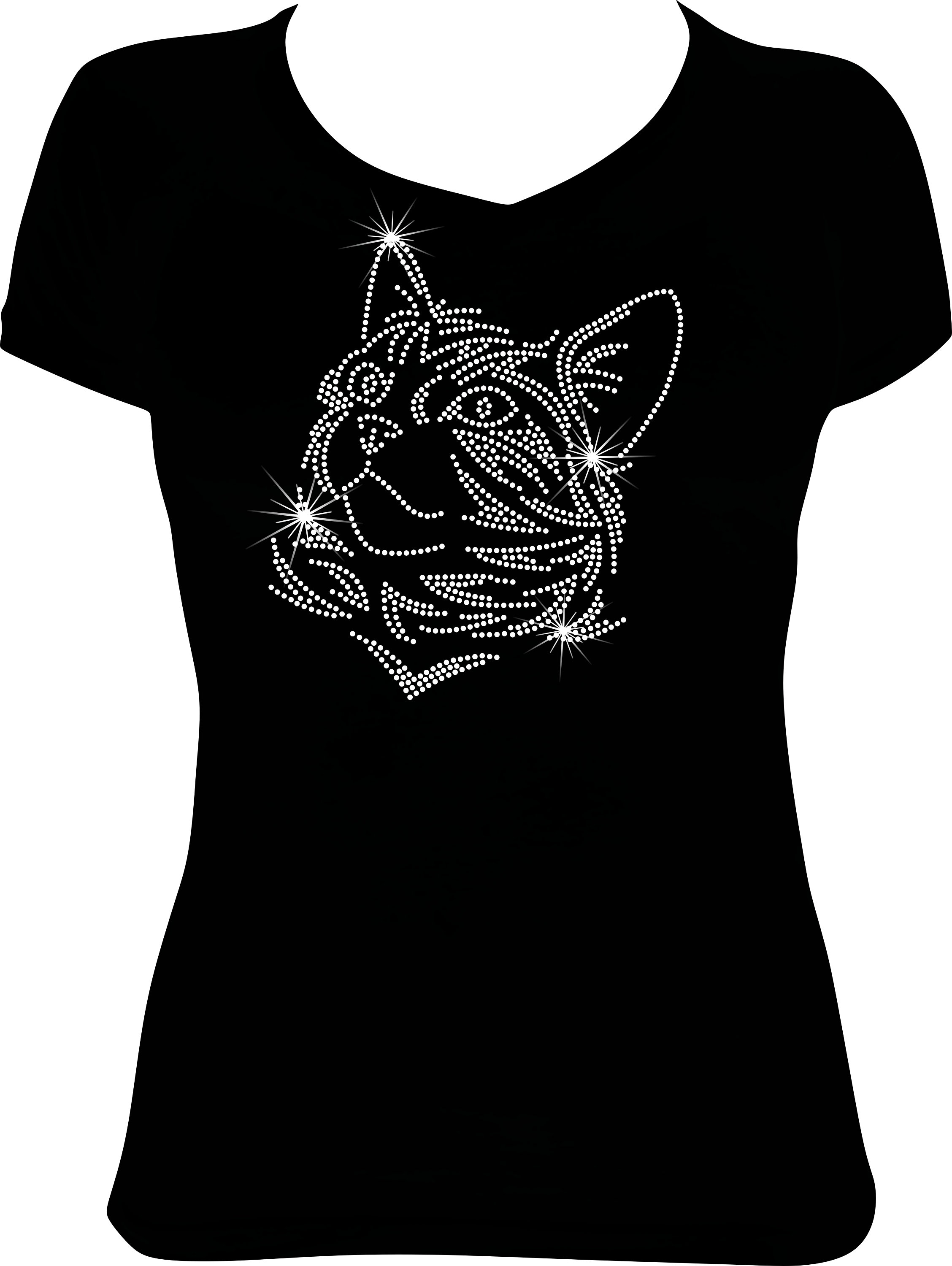 Treat Cat rhinestone T-shirts black 黒 Cat Rhinestone Mega Bling Shirt - Etsy