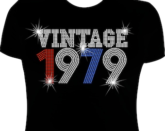 Vintage Birthday Rhinestone Mega Bling Shirt